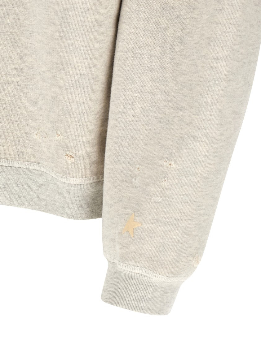 Golden Goose Used-Effect Cotton Sweatshirt With Embroidered Logo And Patch Detail