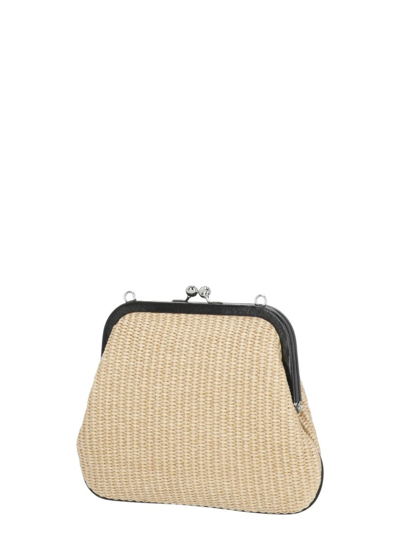 Vivienne Westwood Structured Woven Rafia Clutch Bag With Signature Orb Logo