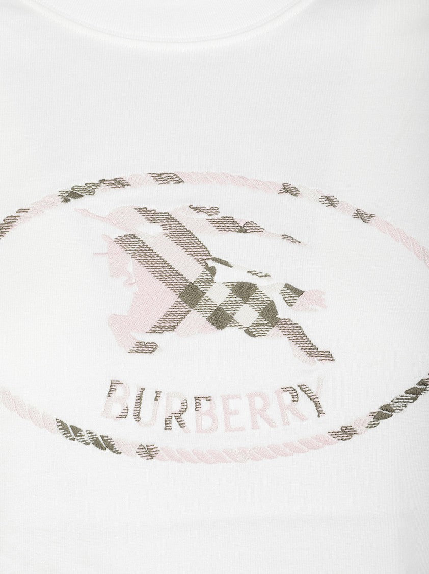 Burberry White Short-Sleeve T-Shirt With Subtle Plaid Emblem