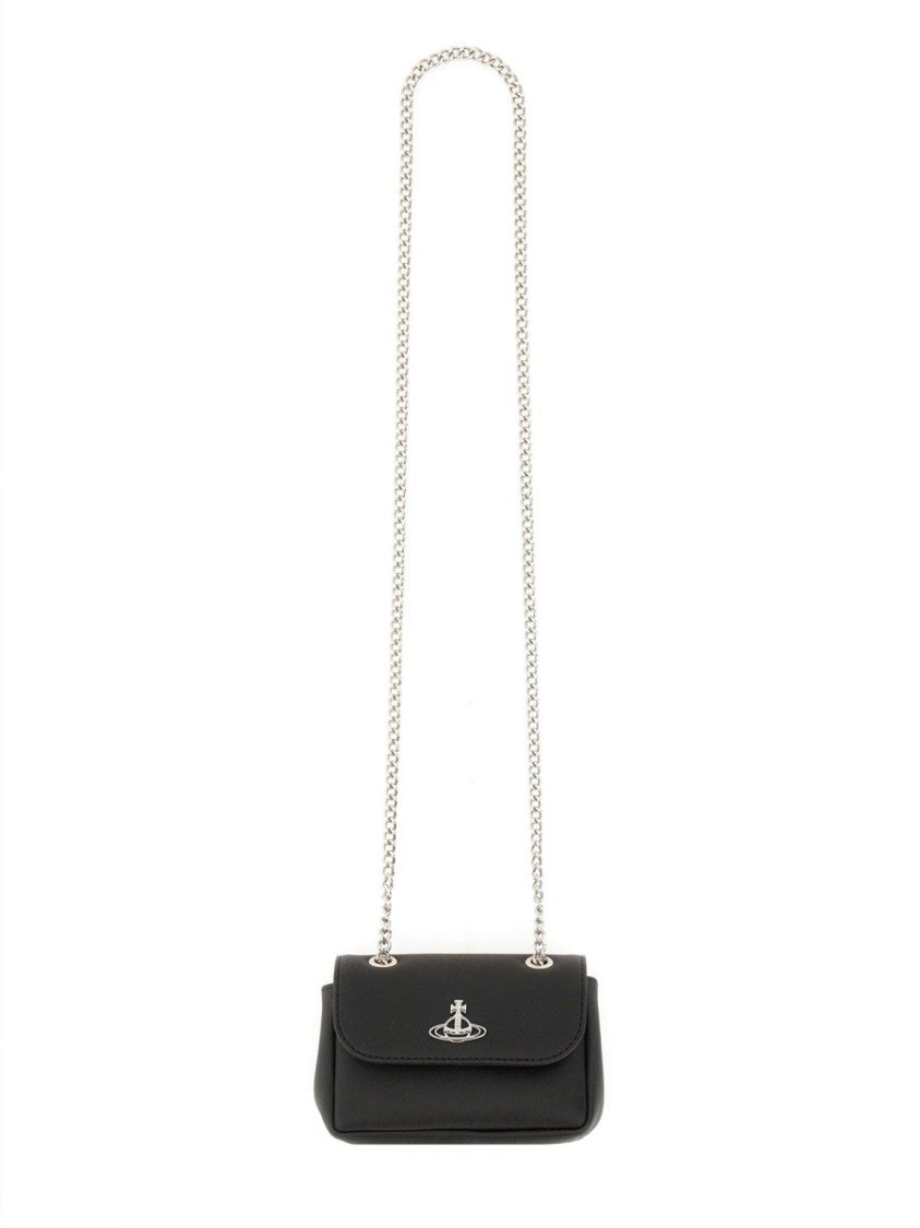Vivienne Westwood Compact Black Handbag With Chain Strap