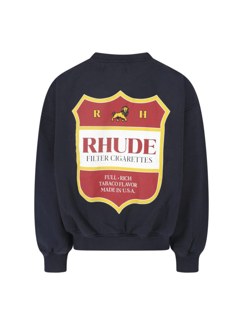 Rhude Black Filatro Crest Cotton Logo Printed Sweatshirt