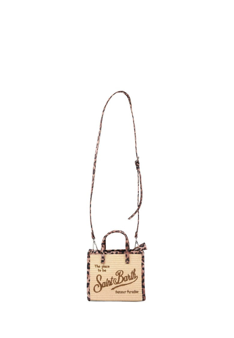Mc2 Saint Barth Leopard Print Vivian Straw Bag