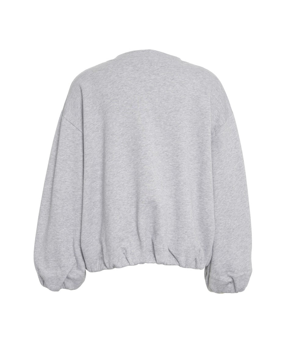 8Pm Heather Grey Oversized Sweatshirt With Classic Round Neckline And Gathered Effect