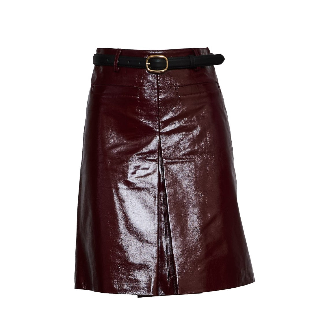 Self-Portrait Burgundy Leather Mini Skirt