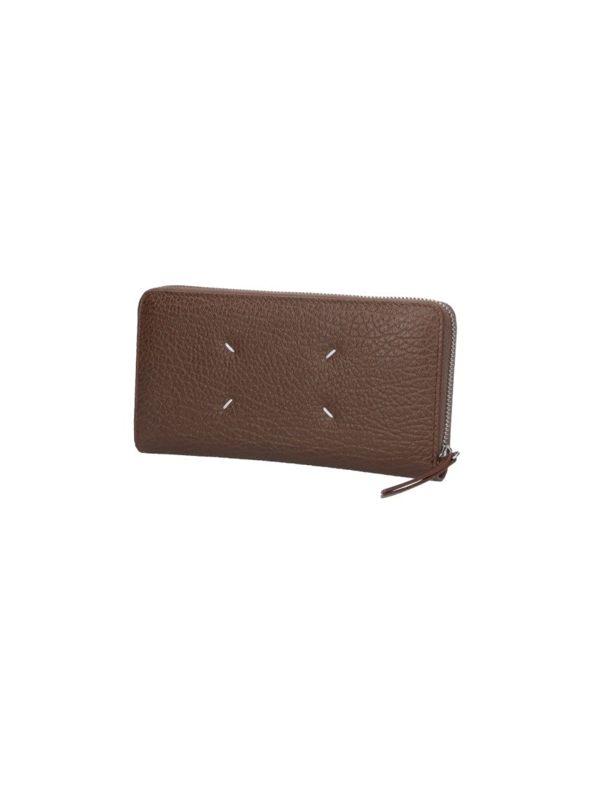 Maison Margiela Brown Four Stitches Textured Leather Wallet