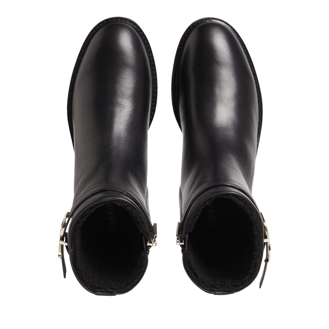 Calvin Klein Black Smooth Leather Ankle Boots