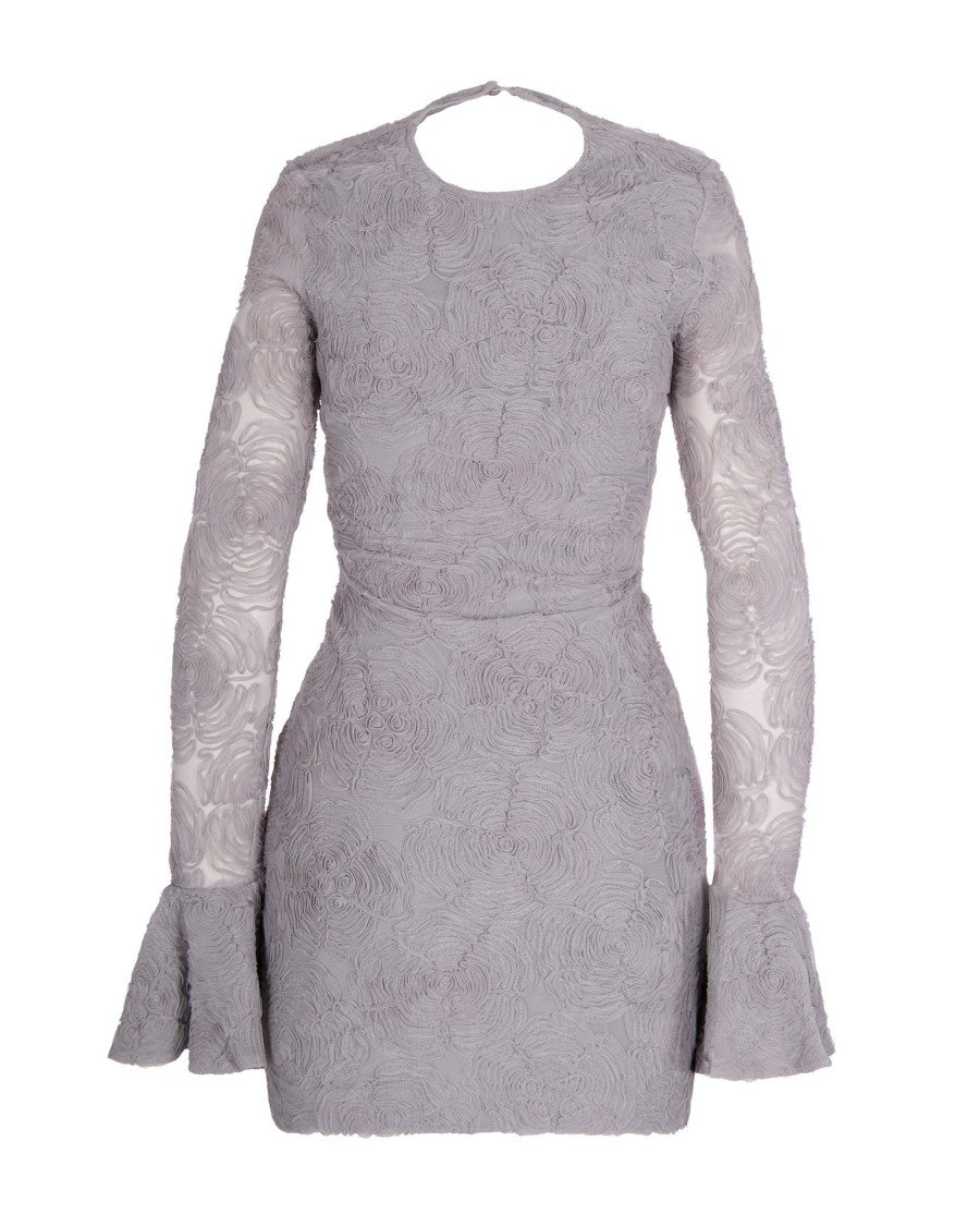 Rotate Gray Violet Frill Mesh Mini Dress