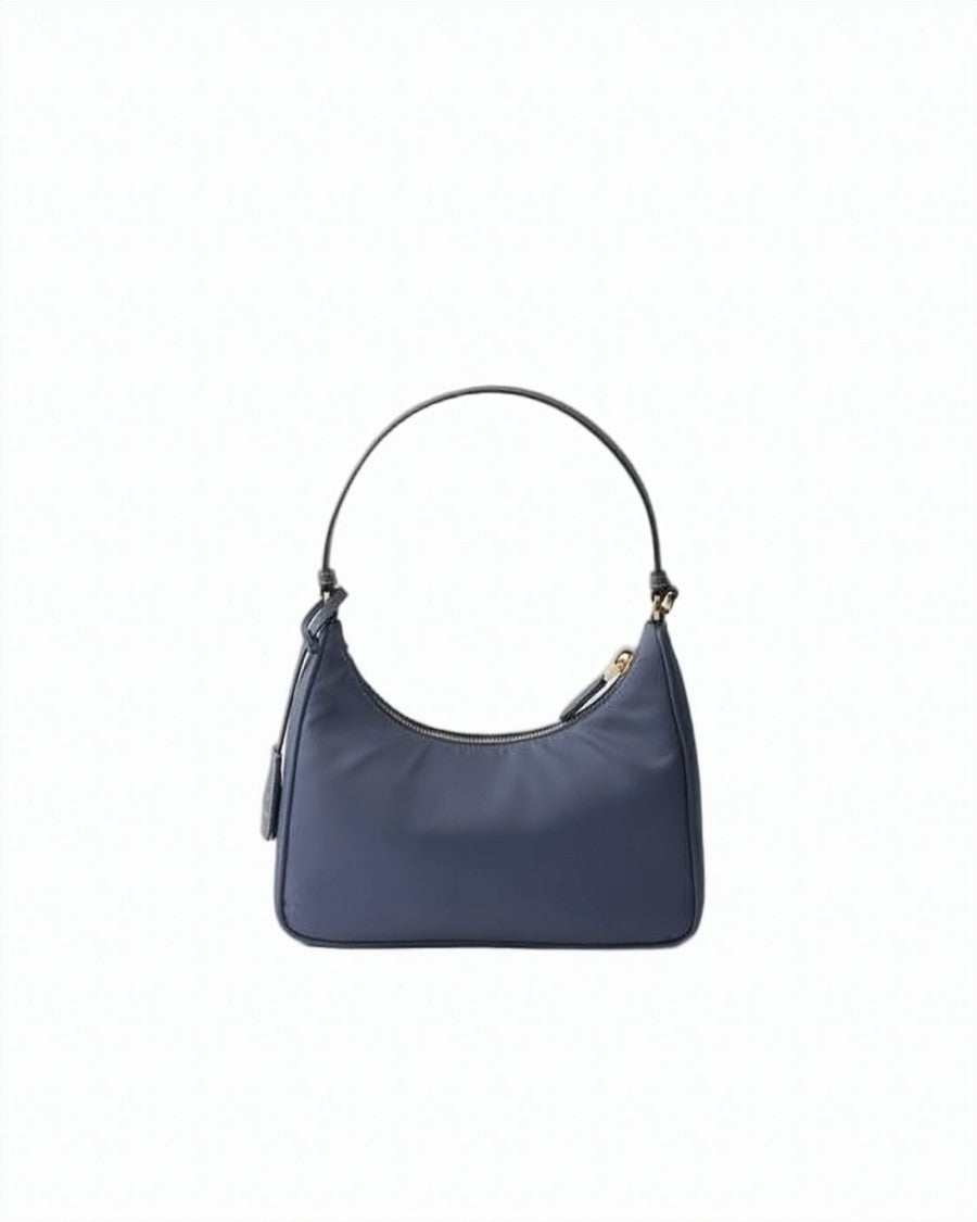 Prada Smooth Polyamide Shoulder Bag With Leather Strap And Triangular Logo