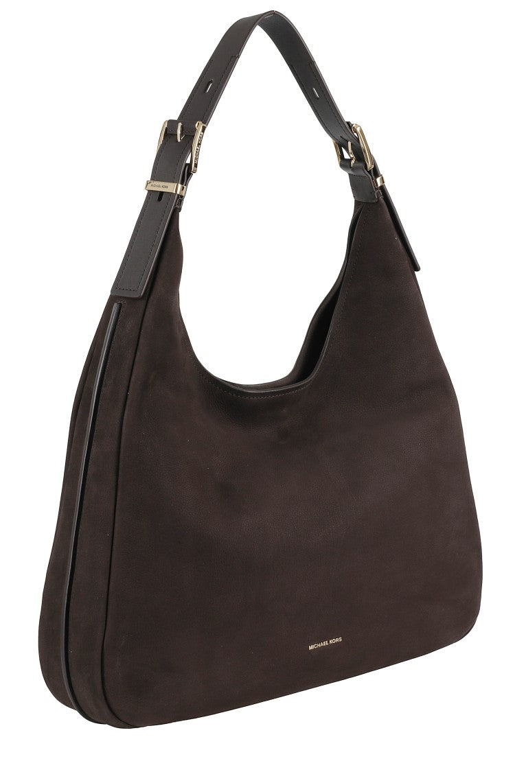 Michael Michael Kors Chocolate Brown Leather Hobo Bag With Magnetic Closure