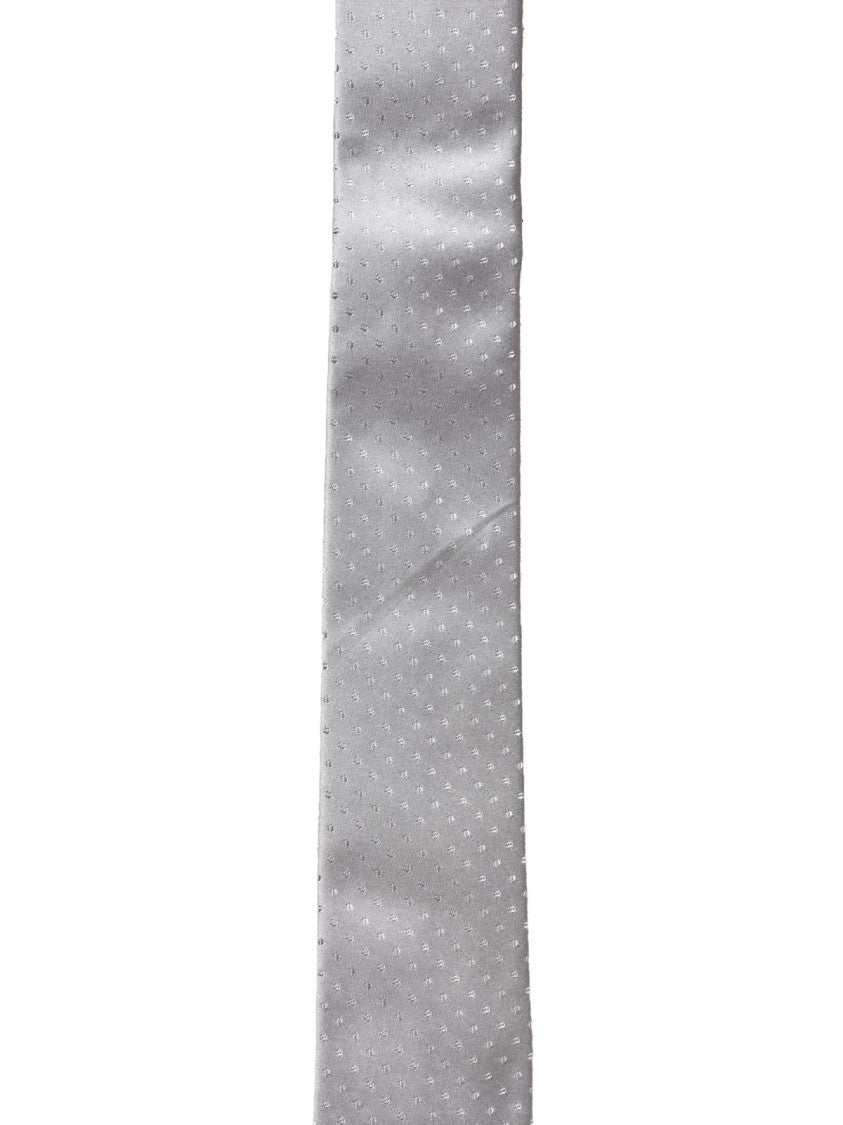 Emporio Armani Silk Tie With Subtle Dotted Pattern And Pearl Finish