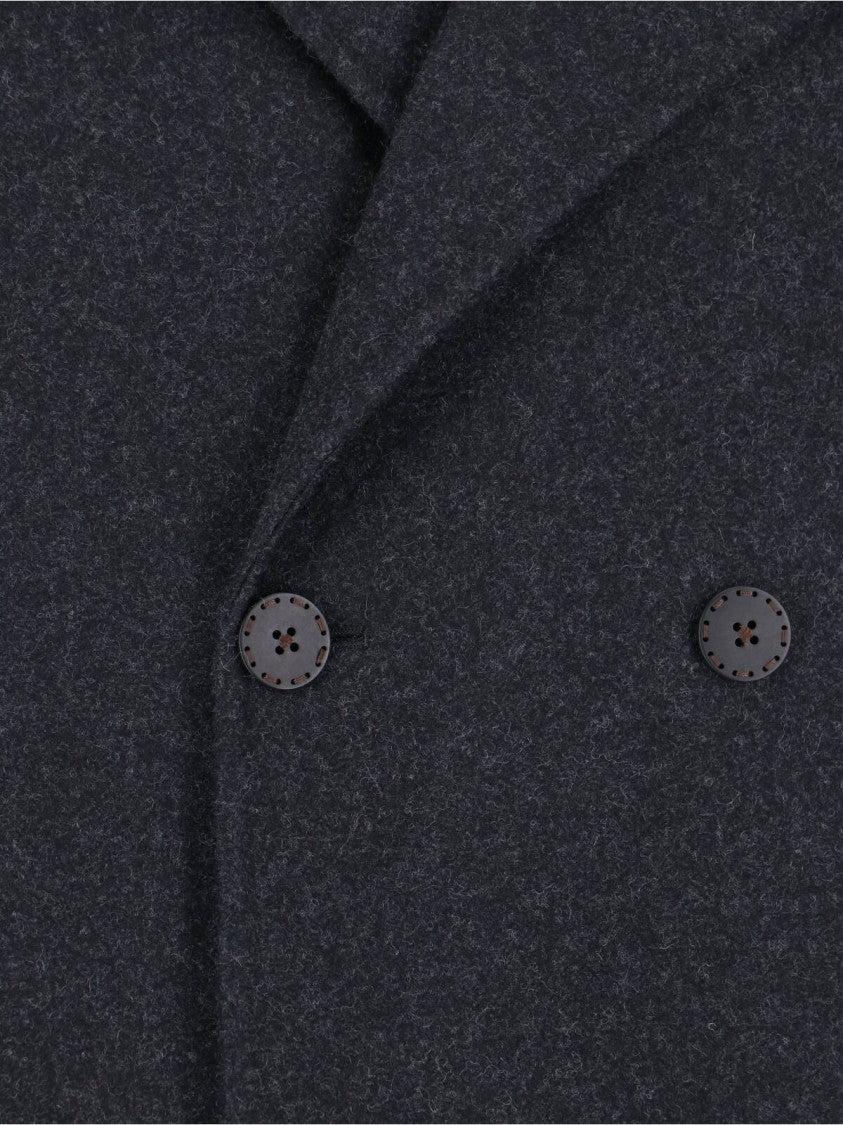 Fendi Double-Breasted Coat In Gray Virgin Wool