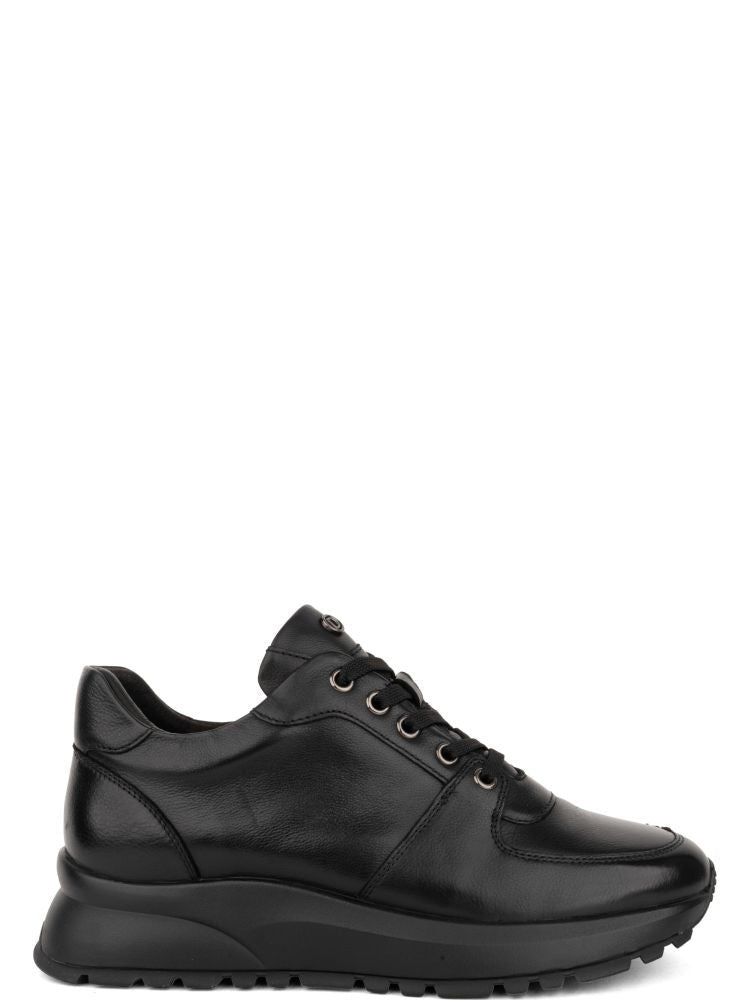 Adrianna Feretti Black Effortless Textured Tread Lace-Up Leather Ankle Boots