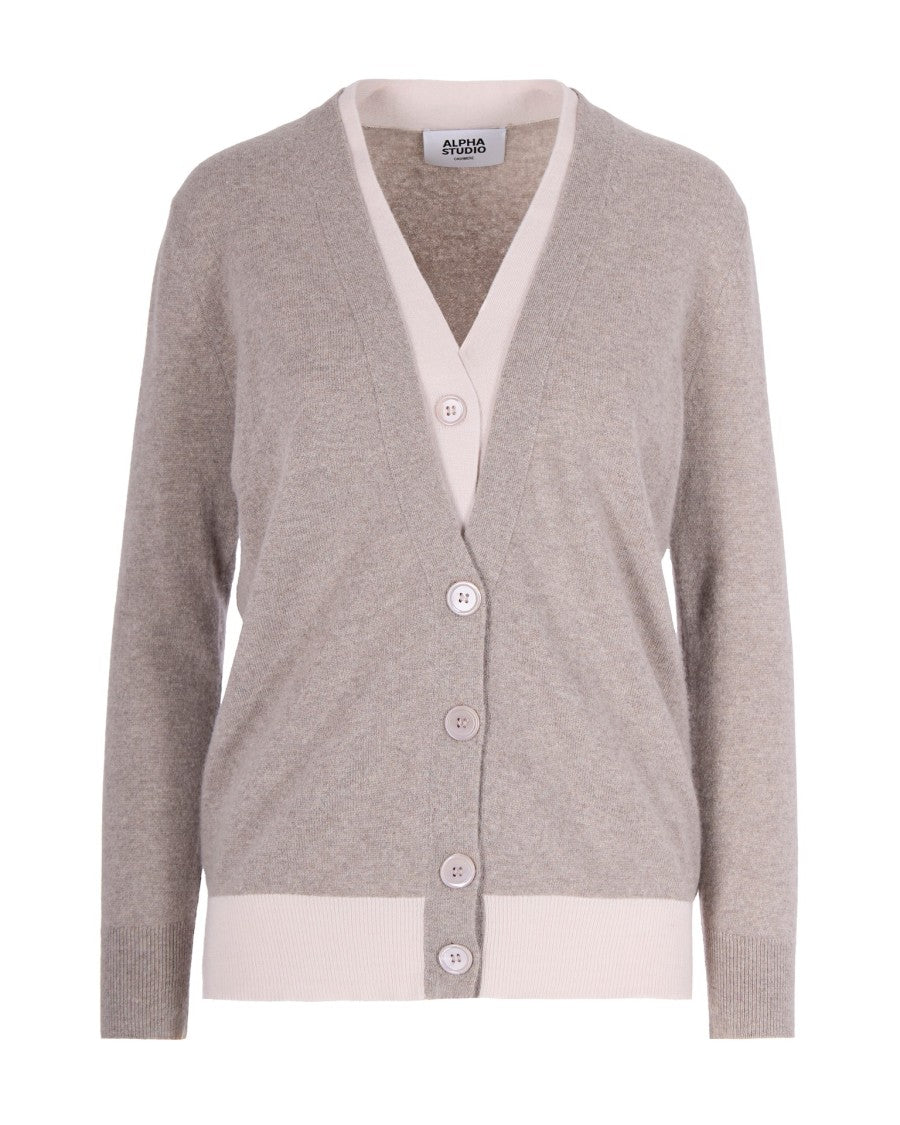 Alpha Studio Greige Cashmere Cardigan