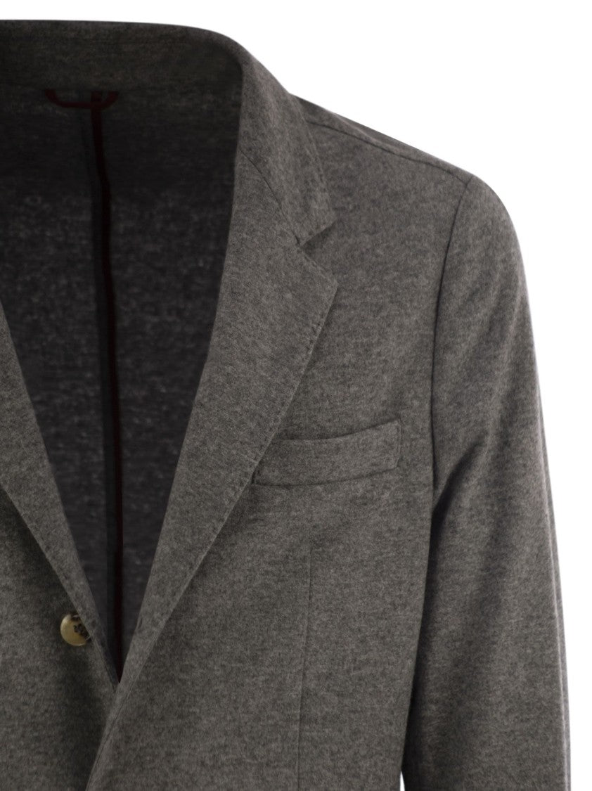 Brunello Cucinelli Cashmere Jersey Blazer With Patch Pockets