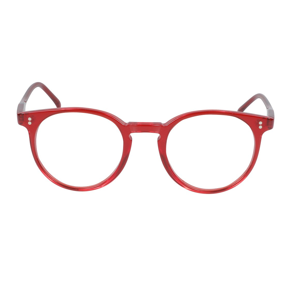 Kador Chyli/K-47 Translucent Red Rounded Sunglasses With Silver Rivet Details