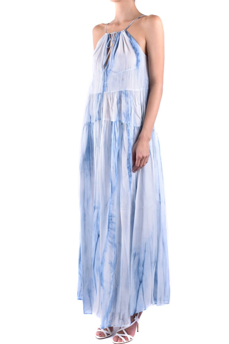 Dondup Tiered Maxi Dress With Watercolor Pattern