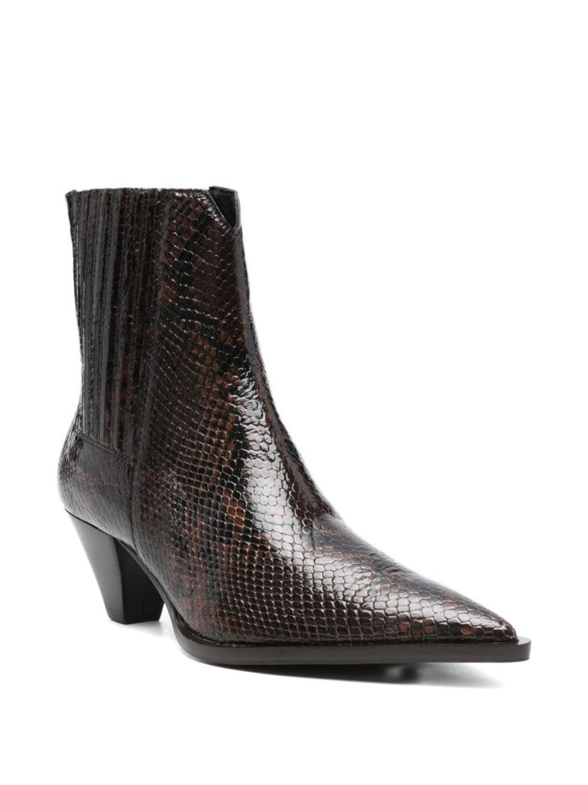 Guglielmo Rotta Elegant Ankle Boots With Textured Snakeskin Finish