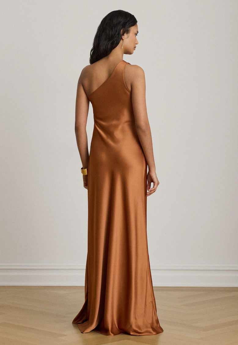 Lauren Ralph Lauren One-Shoulder Satin-Finish Maxi Dress