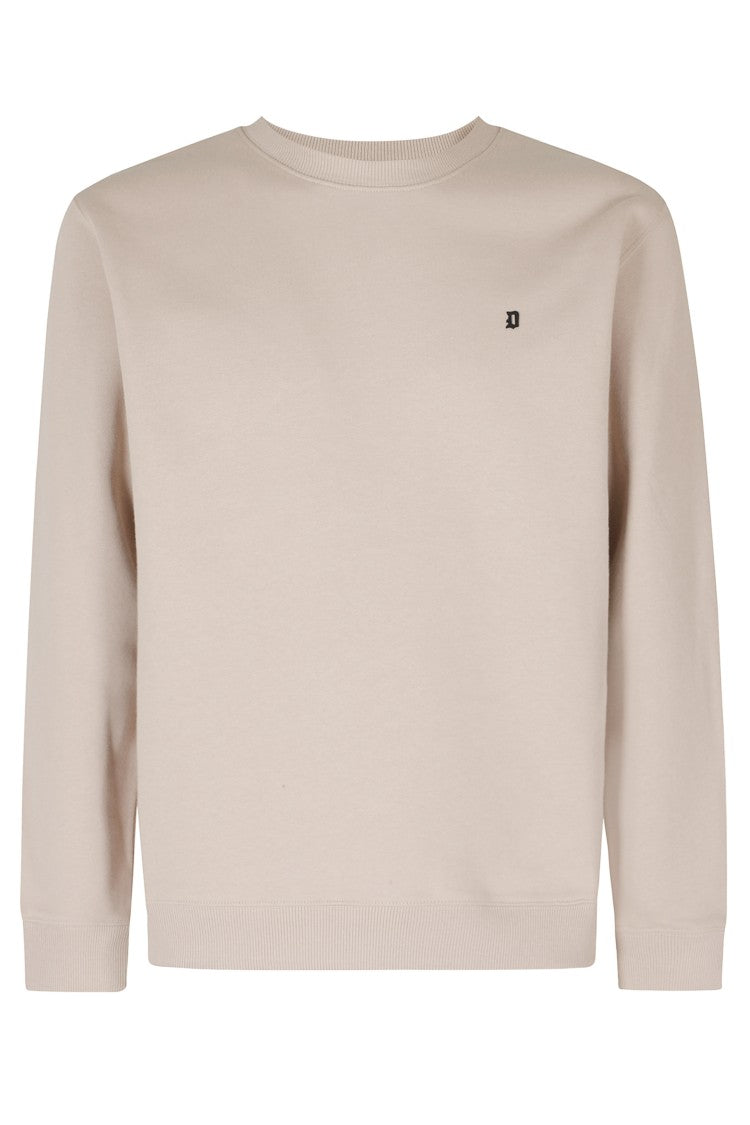 Dondup Beige Embroidered Logo Fleece-Lined Cotton Sweatshirt