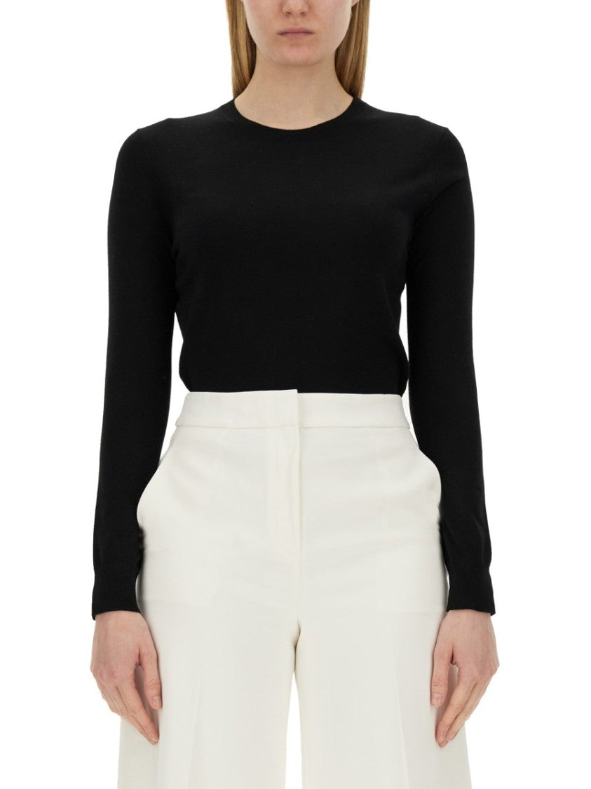 Theory Regular Fit Black Wool Sweater With Smooth Texture