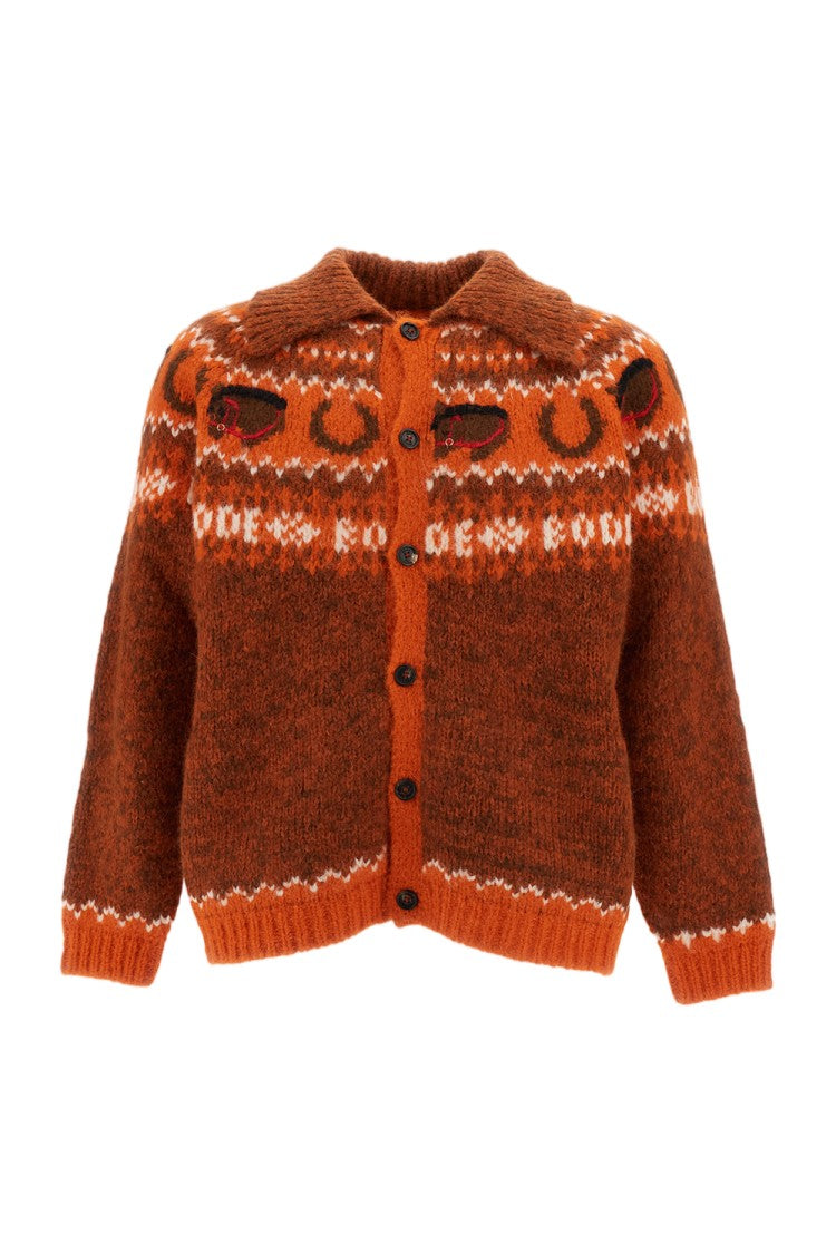 Bode New York Corral Alpaca Intarsia Cardigan