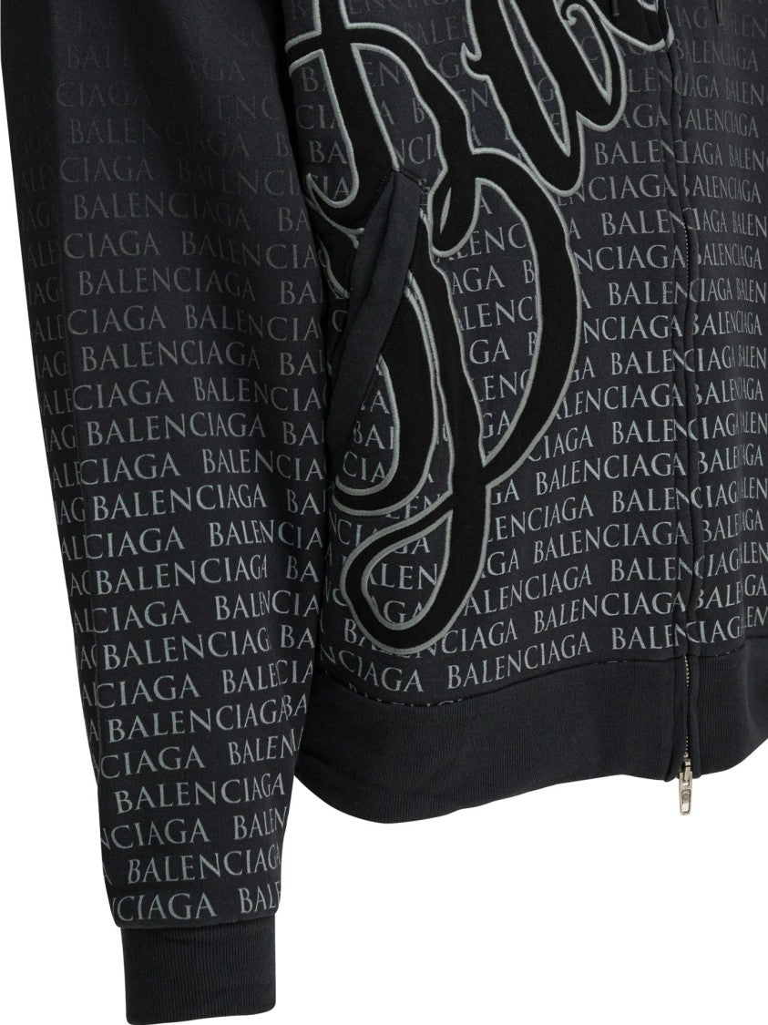 Balenciaga Oversized Zip-Up Hoodie With Unique Big B Graphic