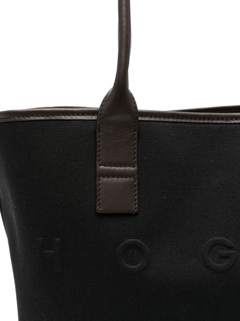 Hogan Black And Brown Leather Tote Bag