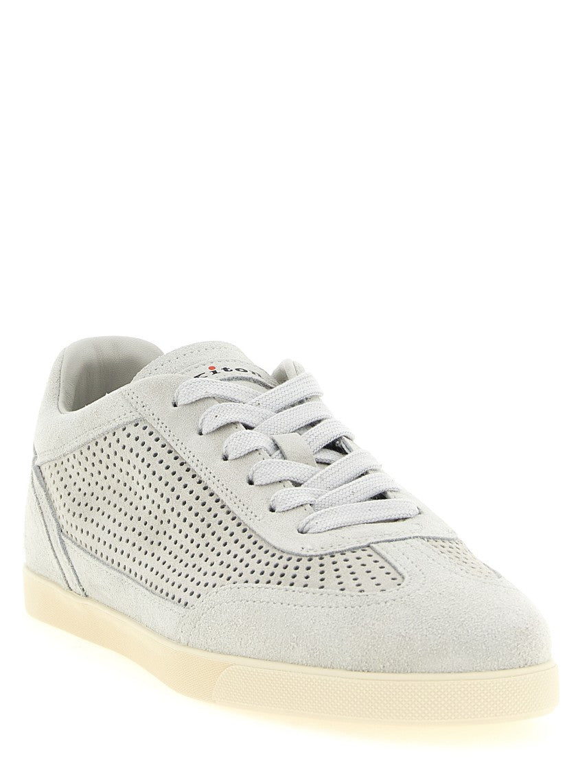 Kiton Perforated Suede Sneakers With Embossed Logo
