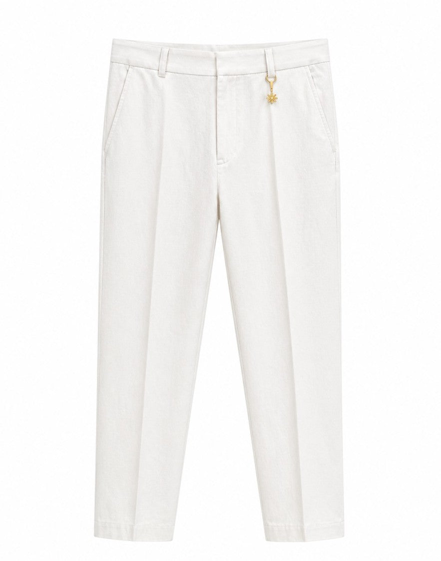 Manuel Ritz White Lightweight Breathable Pleated Men's Trousers