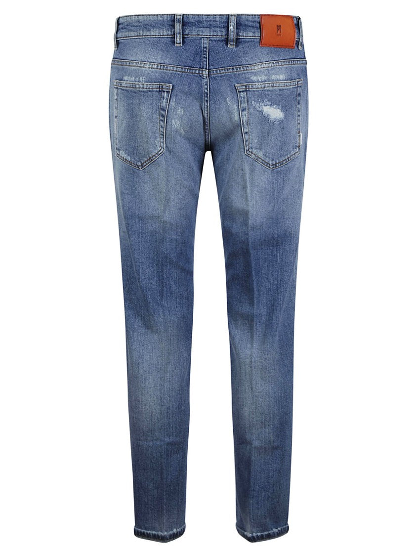 Pt Torino Slim-Fit Blue Jeans With Distressed Detailing