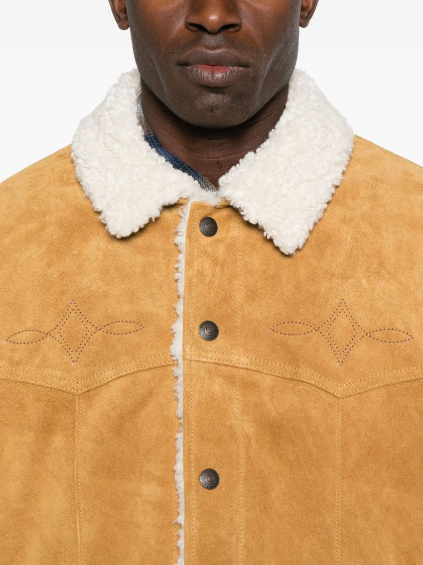 Levi's Yellow Suede Jacket With Plush Shearling Collar