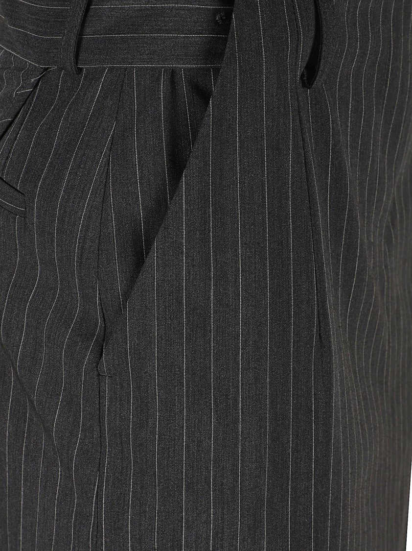Iro Knee-Length Pinstripe Skirt With Wrap Front And Slit Detail