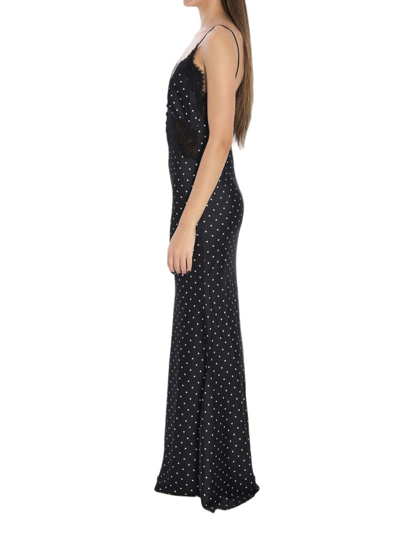 Self-Portrait Long Black And White Polka Dot Dress