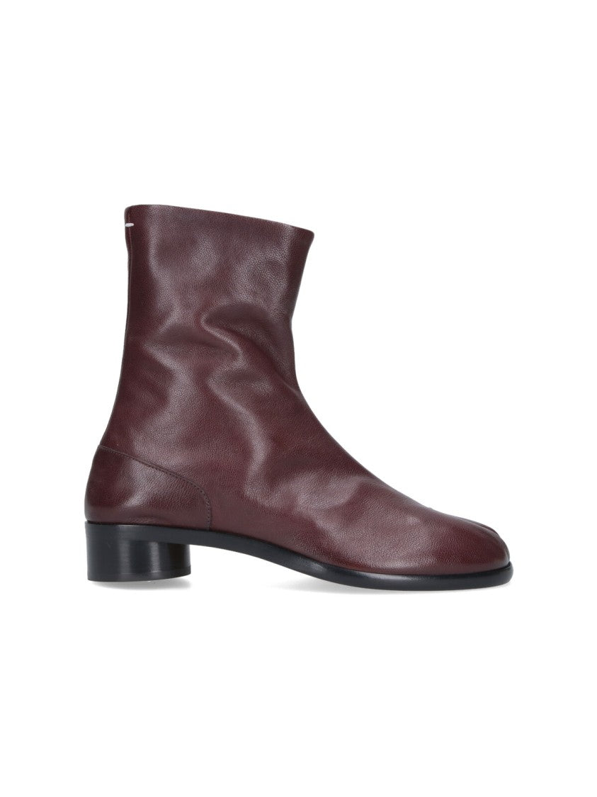 Maison Margiela Ankle-High Split-Toe Brown Leather Boots