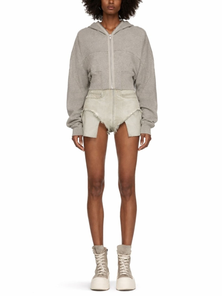 Drkshdw By Rick Owens Gimp Collage Cropped Front-Zip Cotton-Blend Sweatshirt
