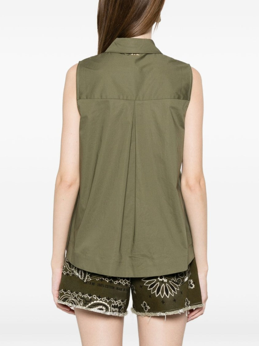 Twin-Set Green Buttoned Flap Pocket Shirt