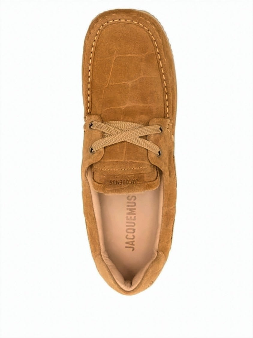 Jacquemus Moccasin Stitch Brown Loafers With Low-Profile Rubber Sole