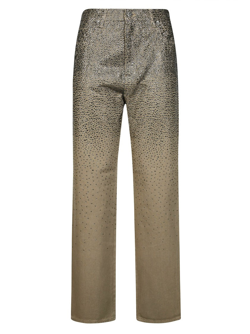Golden Goose Straight-Leg Pants With Gradient Crystal Embellishment