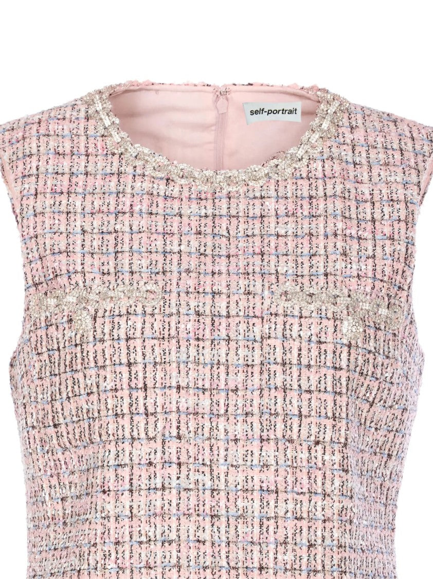 Self-Portrait Textured Sleeveless Dress With Fitted Silhouette