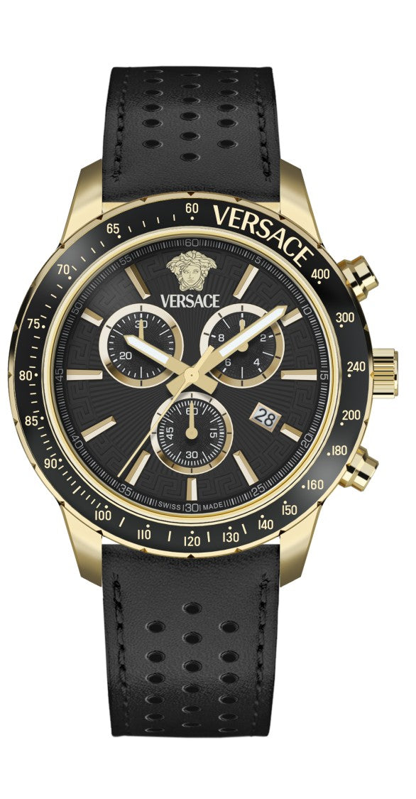 Versace Sport Chrono 44Mm Quartz Watch With Luminous Hands
