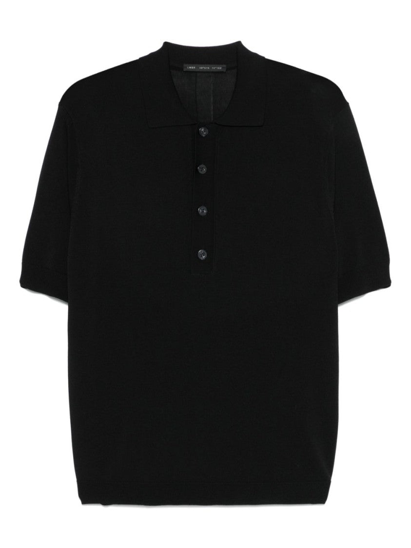 Low Brand Black Polo Shirt With Four-Button Placket