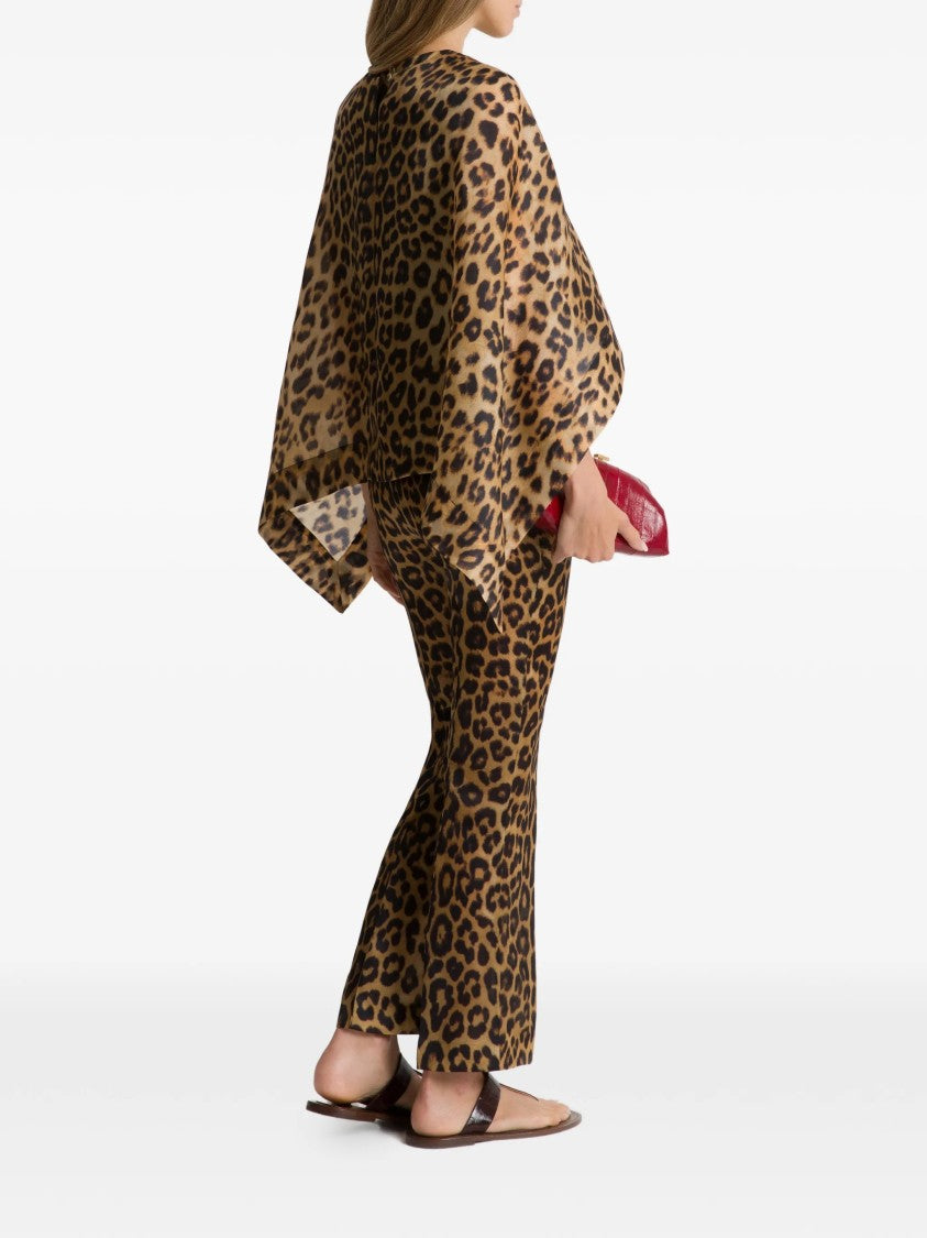 Alberta Ferretti Brown Leopard Print Silk Top