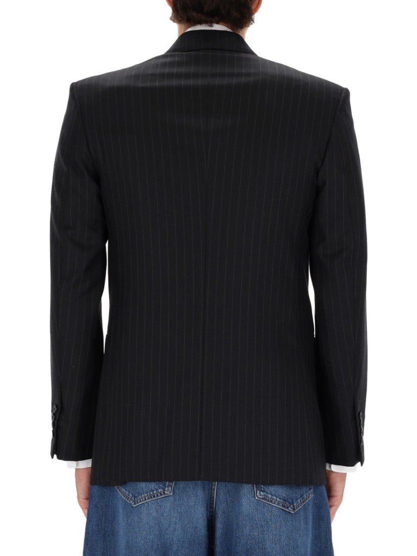 Givenchy Tailored Double-Breasted Wool Jacket With Subtle Pinstripes