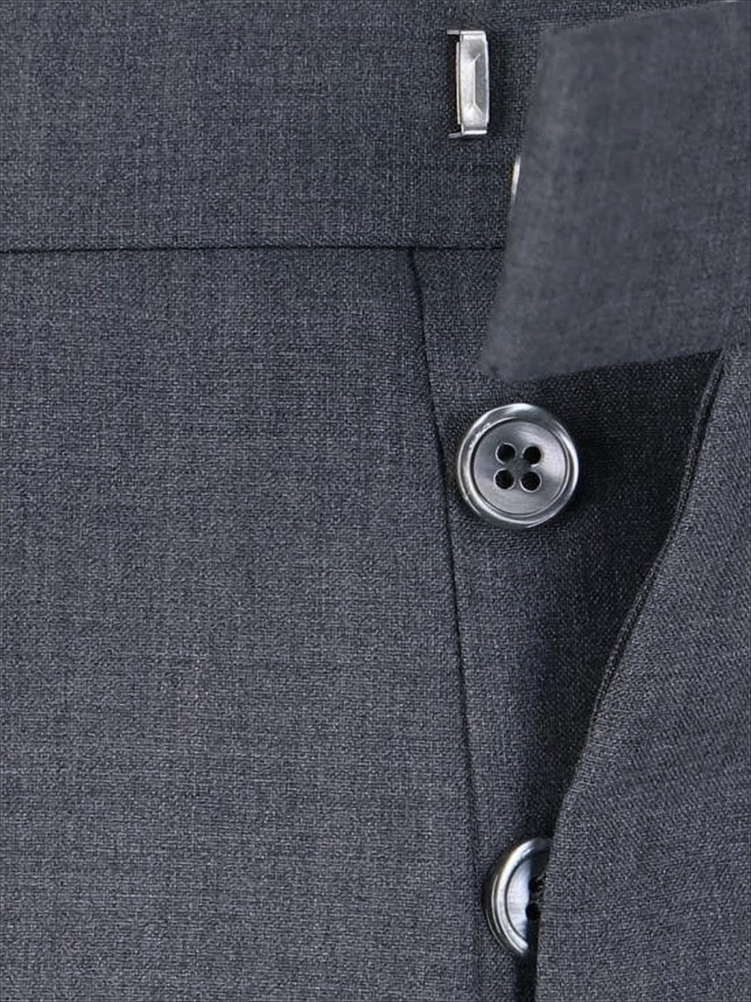 Thom Browne Tailored Grey Wool Suit Pants With Signature Stripe