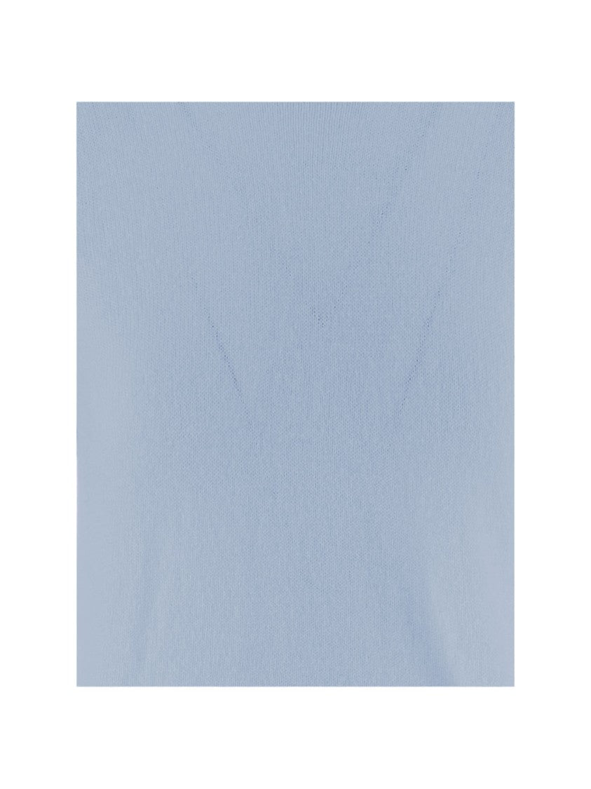Allude Short-Sleeved Cashmere Sweater With Round Neck