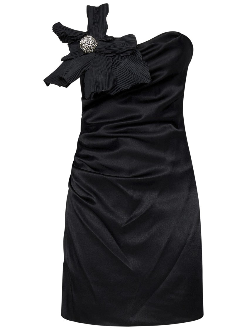 Amen Draped Black Silk Blend Bustier Minidress