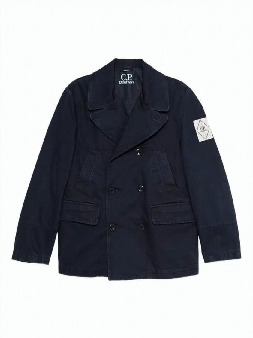 C.P. Company Double-Breasted Blue Cotton Coat