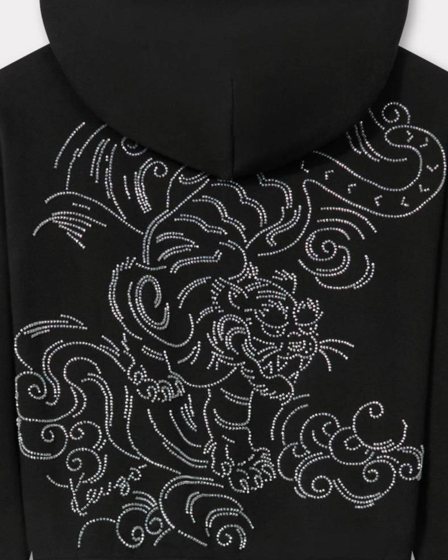 Kenzo Cropped Cotton Hoodie With Drawstring And Subtle Embroidery