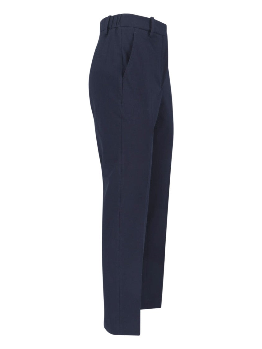 Incotex Navy Cotton Pants With Mid-Rise Waist