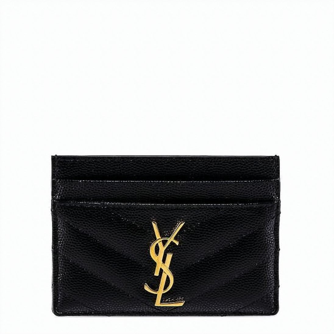 Saint Laurent Chevron Quilted Calf Leather Card Case